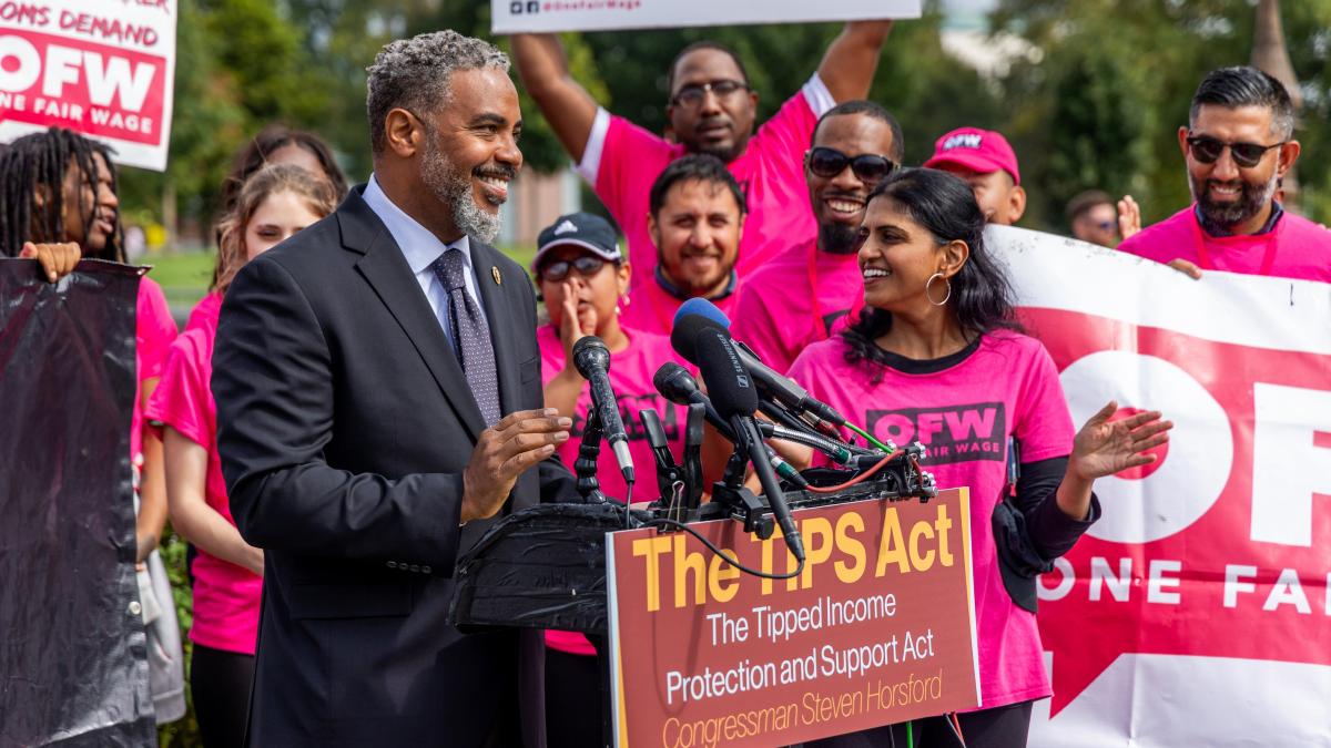 Congressman Steven Horsford speaks at the press conference for the introduction of the TIPS Act.