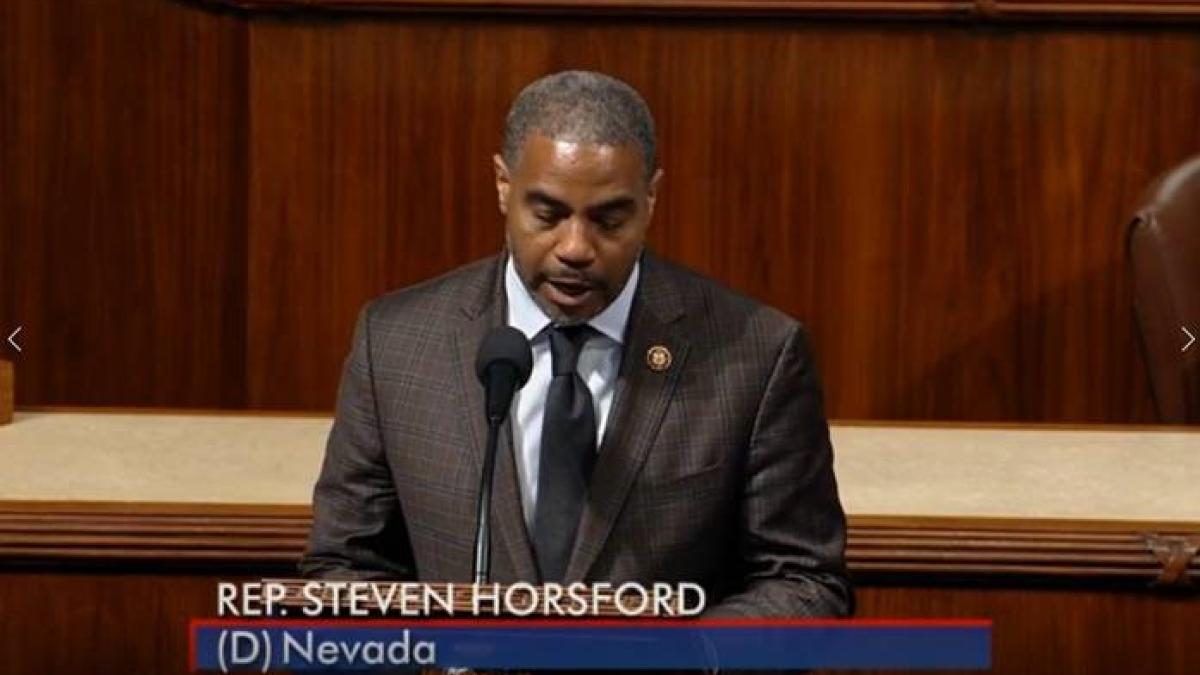 Congressman Steven Horsford addressed in Congress in support of the SAFE Banking Act (H.R. 1595)