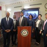 Congressman Steven Horsford and Congresswoman Deb Haaland with the panel members of the Veterans Suicide Prevention Roundtable