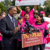 Congressman Steven Horsford speaks at the press conference for the introduction of the TIPS Act.