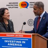 Rep. Horsford attends a presser with the SBA to announce increased funds for Black small business owners.
