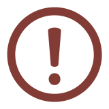 A bold, dark red exclamation mark inside a matching red circle on a white background. The design is simple and meant to signal urgency, alert, or important information.