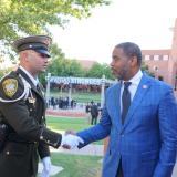 Representative Steven Horsford shaking hands with Las Vegas Metropolitan Police Sergeant