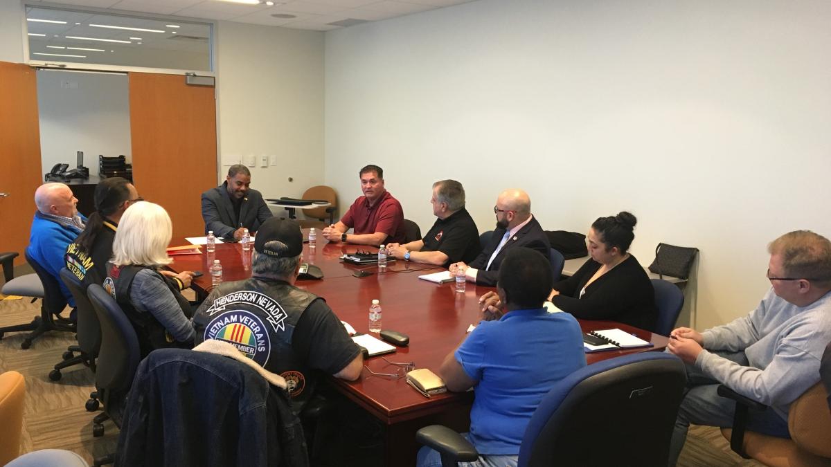 Congressman Horsford speaks with Southern Nevada veterans at his North Las Vegas Office